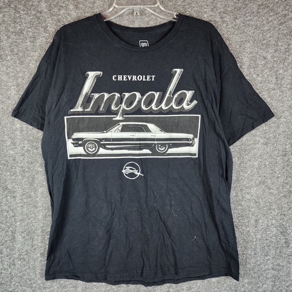 GM Official Product T-Shirt Mens XL Chevrolet Impala Black Graphic GM Official